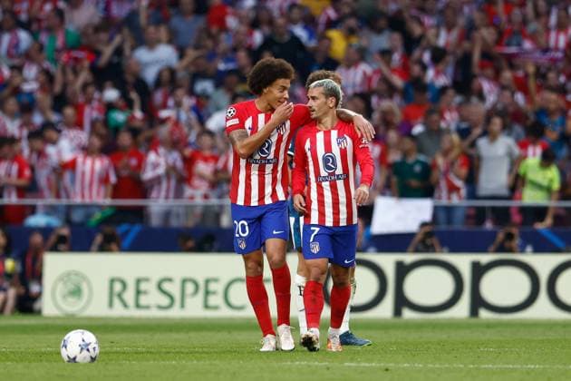 October 4, 2023, MADRID, MADRID, SPAIN: Antoine Griezmann of Atletico de Madrid celebrates a goal during the UEFA Champions League, Group E, football match played between Atletico de Madrid and Feyenoord Rotterdam at Civitas Metropolitano Stadium on October 04, 2023, in Madrid, Spain. MADRID SPAIN - ZUMAa181 20231004_zaa_a181_039 Copyright: xOscarxJ.xBarrosox