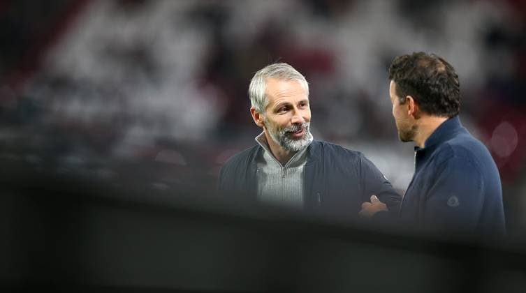 04.10.2023, Fussball UEFA Champions League 2023 2024, Gruppenphase, 2.Spieltag, RB Leipzig - Manchester City, in der Red Bull Arena Leipzig. (L-R) Trainer Marco Rose (RB Leipzig) und Michael Ballack