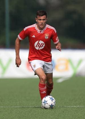 Milan, Italy, 3rd October 2023. Paul Okon-Engstler of SL Benfica during the UEFA Youth League match at Youth Development Centre, Milan. Picture credit should read: Jonathan Moscrop Sportimage EDITORIAL USE ONLY. No use with unauthorised audio, video, data, fixture lists, club league logos or live services. Online in-match use limited to 120 images, no video emulation. No use in betting, games or single club league player publications. SPI-2604-0120
