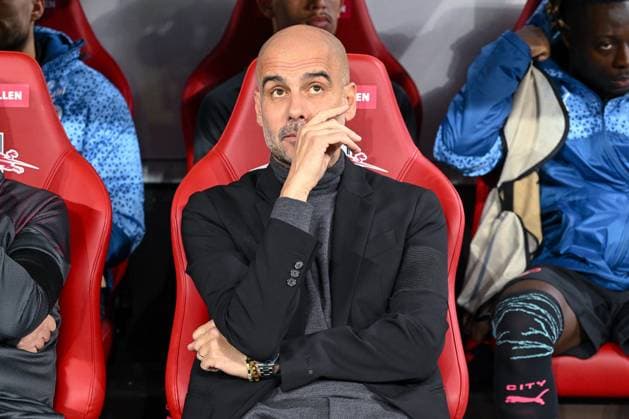 04.10.2023, Fussball, Champions League, 2. Spieltag, Saison 2023 2024, RB Leipzig - Manchester City, Trainer Pep Guardiola (Manchester City) xRHR-FOTO TKx Copyright: RHR-FOTOx RHR-FOTO TK