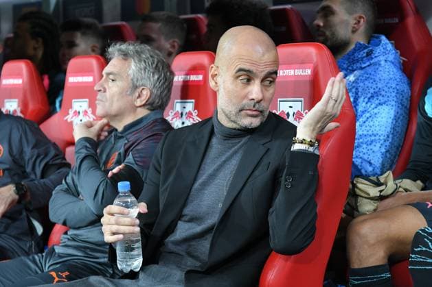 Sport Bilder des Tages Pep Guardiola (Trainer, Manchester City) re. RB Leipzig vs. Manchester City, Fussball, Champions League, Vorrunde, 2. Spieltag, Saison 2023 2024, 04.10.2023 RB Leipzig vs. Manchester City, Fussball, Champions League, Vorrunde, 2. Spieltag, Saison 2023 2024, 04.10.2023 Leipzig Copyright: xEibner-Pressefoto BertxHarzerx EP_BHR