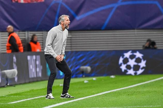 Fussball, Herren, Saison 2023 2024, UEFA Champions League (Gruppe G, 2. Spieltag), RB Leipzig - Manchester City, v. l. Trainer Marco Rose (RB Leipzig) enttaeuscht, disappointed, 04.10. 2023, Copyright: xSebastianxRäppold MatthiasxKochx