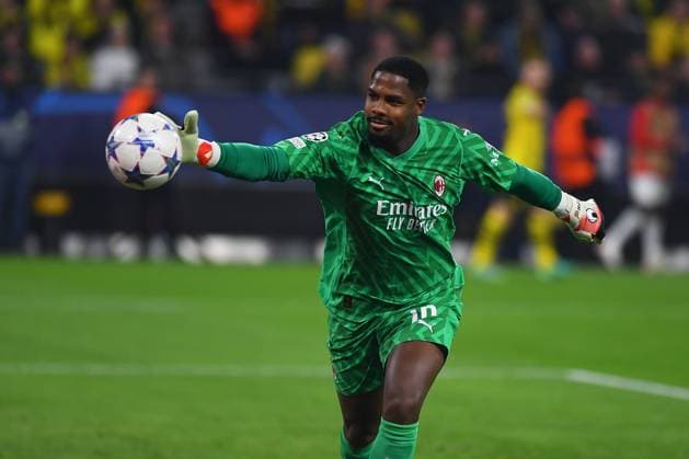 DORTMUND, GERMANY - 04.10.23: Mike Maignan. The match of match UEFA Champion League Borussia Dortmund vs AC Milan at SIGNAL IDUNA PARK  Copyright: xVITALIIxKLIUIEVx