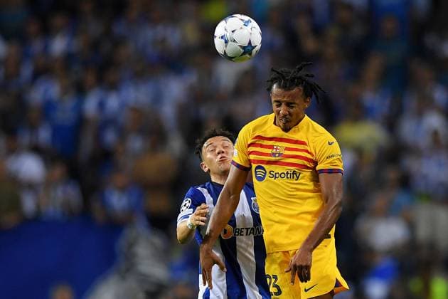 4th October 2023: Dragao Stadium, Porto, Portugal; Champions League Football, Porto versus FC Barcelona, Barca Pep& xea; of Porto challenges Jules Kound& xe9; of Barcelona  ActionPlus12561482 DanielxCastro