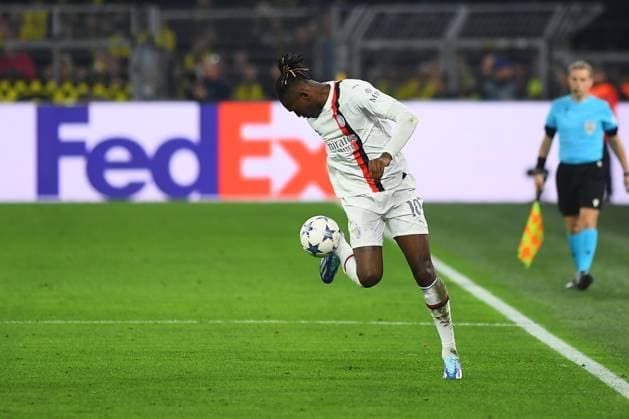 DORTMUND, GERMANY - 04.10.23: Rafael Leao. The match of match UEFA Champion League Borussia Dortmund vs AC Milan at SIGNAL IDUNA PARK  Copyright: xVITALIIxKLIUIEVx