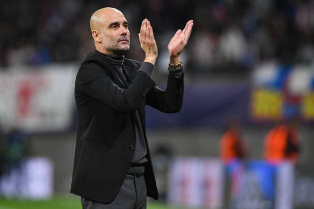 Fussball, Herren, Saison 2023 2024, UEFA Champions League (Gruppe G, 2. Spieltag), RB Leipzig - Manchester City, v. l. Trainer Josep Pep Guardiola (Manchester City) gestikuliert, gestures, 04.10. 2023, Copyright: xSebastianxRäppold MatthiasxKochx