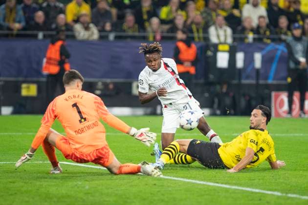 UEFA Champions League, Borussia Dortmund - AC Mailand, 04.10.2023 Samuel Chukwueze (AC Mailand, 21) mit einer grossen Chance, UEFA Champions League, Borussia Dortmund - AC Mailand, 2. Gruppenspiel, am 4.10.2023, Signal Iduna Park, Dortmund UEFA regulations prohibit any use of photographs as image sequences and or quasi-video Copyright: xBEAUTIFULxSPORTS Meuselx