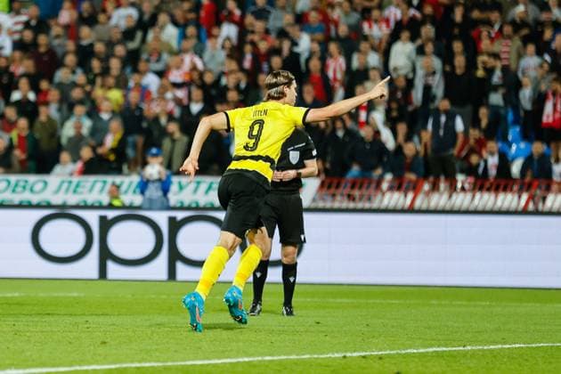 BELGRADE, SERBIA - OCTOBER 4: Cedric Itten of Young Boys celebrates his goal during the UEFA Champions League Group Stage Group G match between FK Crvena zvezda and Young Boys at Stadion Rajko Mitic on October 4, 2023 in Belgrade, Serbia. Belgrade Stadion Rajko Mitic Serbia Copyright: xJustPictures.ch NikolaxKrsticx jp-en-EuSpIm-_S2A8851 20231004