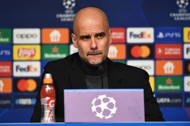 Fussball, Herren, Saison 2023 2024, UEFA Champions League (Gruppe G, 2. Spieltag), RB Leipzig - Manchester City, Pressekonferenz mit Trainer Pep Guardiola (Manchester City), 04.10. 2023, Copyright: xSebastianxRäppold MatthiasxKochx