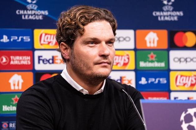 GER, Champions League BV Borussia Dortmund vs AC Mailand Milan 04.10.2023, Signal Iduna Park, Dortmund, GER, Champions League BV Borussia Dortmund vs AC Mailand Milan Im Bild: Edin TerziÄ‡ (Chef-Trainer, BV Borussia Dortmund) im Interview Pressekonferenz nach dem Spiel