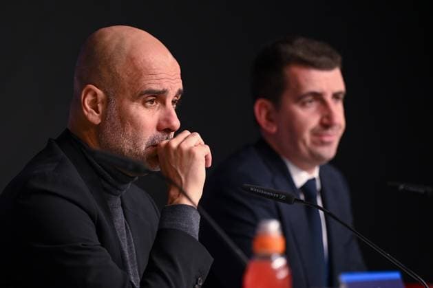 04.10.2023, Fussball, Champions League, 2. Spieltag, Saison 2023 2024, RB Leipzig - Manchester City, Trainer Pep Guardiola (Manchester City) xRHR-FOTO TKx Copyright: RHR-FOTOx RHR-FOTO TK