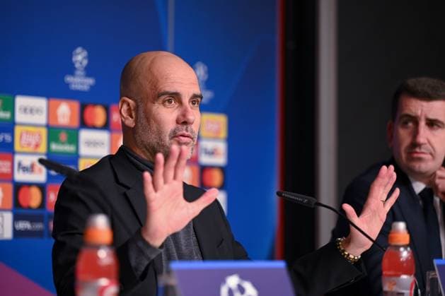 04.10.2023, Fussball, Champions League, 2. Spieltag, Saison 2023 2024, RB Leipzig - Manchester City, Trainer Pep Guardiola (Manchester City) xRHR-FOTO TKx Copyright: RHR-FOTOx RHR-FOTO TK