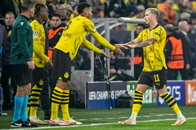 Felix Nmecha ( 8, Borussia Dortmund) kommt für Marco Reus ( 11, Borussia Dortmund) 04.10.2023 Fussball, Champions League, Borussia Dortmund vs AC Mailand, Signal Iduna Park, Dortmund, NRW Germany