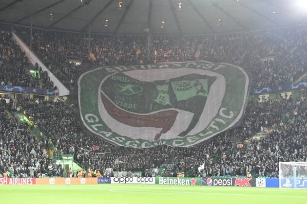 Celtic v Lazio UEFA Champions League Fans of Celtic hold up a tifo during the UEFA Champions League Group E match at Celtic Park, Glasgow Copyright: xJamiexJohnstonx FIL-19061-0118 UK Newspapers OUT