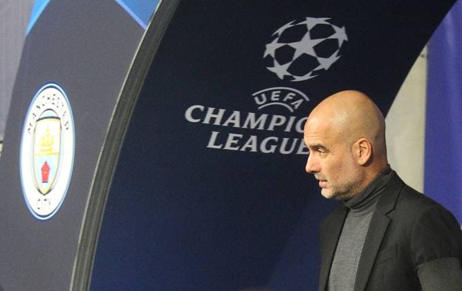 GER, UEFA Champions League, RB Leipzig vs Manchester City 04.10.2023, Leipzig, Red Bull Arena, GER, Saison 2023 2024, UEFA Champions League, Gruppe G, RasenBallsport Leipzig vs Manchester City im Bild Trainer Pep Guardiola (Manchester) DFL regulations prohibit any use of photographs as image sequences and or quasi-video