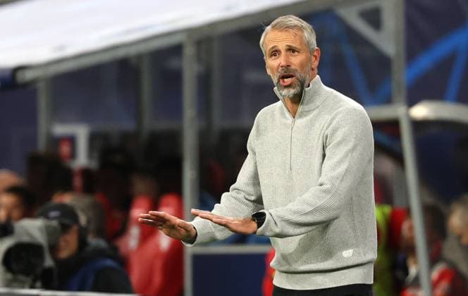 GER, UEFA Champions League, RB Leipzig vs Manchester City 04.10.2023, Leipzig, Red Bull Arena, GER, Saison 2023 2024, UEFA Champions League, Gruppe G, RasenBallsport Leipzig vs Manchester City im Bild Trainer Marco Rose (Leipzig) DFL regulations prohibit any use of photographs as image sequences and or quasi-video