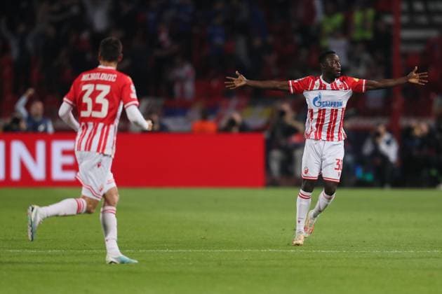 Fußball, CL, Roter Stern Belgrad - BSC Young Boys Bern CRVENA ZVEZDA vs YOUNG BOYS OSMAN BUKARI football player of Crvena zvezda, at the match of UEFA Champions League against Young Boys, at stadium Rajko Mitic. Belgrade, 04.10.2023. foto: MN Press FOOTBALL, UEFA CHAMPIONS LEAGUE, CRVENA ZVEZDA vs YOUNG BOYS Belgrade Stadium Rajko Mitic Serbia Copyright: xMarkoxMetlasx xMNxPressx