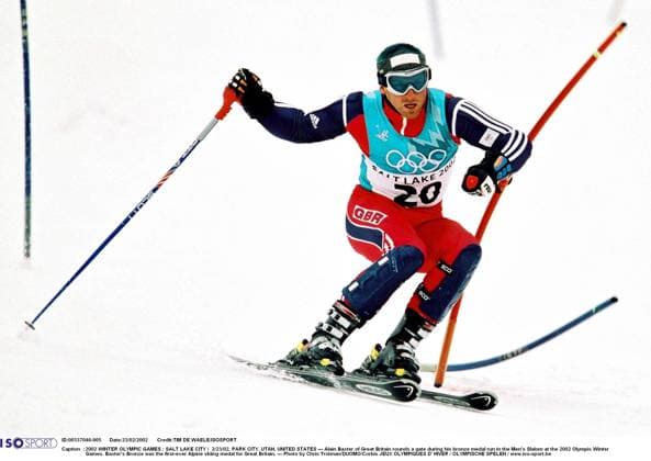 2002 WINTER Olympic Games, Olympische Spiele, Olympia, OS : 2002 WINTER OLYMPIC GAMES : SALT LAKE CITY 2 23 02, PARK CITY, UTAH, UNITED STATES --- Alain Baxter of Great Britain rounds a gate during his bronze medal run in the Men s Slalom at the 2002 Olympic Winter games, Winterspiele,Spiele, Summer games Baxter s Bronze was the first-ever Alpine skiing medal for Great Britain. --- Photo by Chris Trotman DUOMO Corbis JEUX OLYMPIQUES D HIVER OLYMPISCHE SPELEN www.iso be Ogden United States ETATS UNIS VERENIGDE STATEN  Copyright: xTIMxDExWAELEx 56612