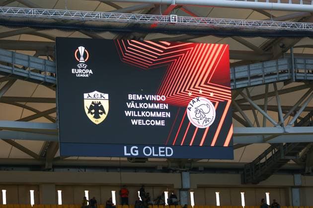 AEK Athens v Ajax Amsterdam UEFA Europa League Score board before the start of AEK Athens and Ajax Amsterdam game for the UEFA Europa League Group B match at OPAP Arena, Athens Copyright: xYannisxHalasx FIL-19062-0010 UK Newspapers OUT