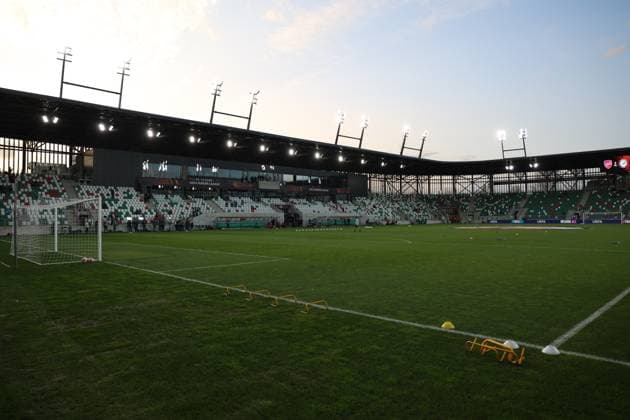 SOCCER - UEFA EL, Czestochowa vs Sturm SOSNOWIEC,POLAND,05.OCT.23 - SOCCER - UEFA Europa League, group stage, Rakow Czestochowa vs SK Sturm Graz. Image shows overview of Arcelor Mittal Park.  GEPAxpictures xChrisxBauer
