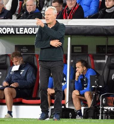 05.10.2023, xhbx, Fussball UEFA Europa League, SC Freiburg - West Ham United emspor, v.l. Trainer Christian Streich (SC Freiburg) (DFL DFB REGULATIONS PROHIBIT ANY USE OF PHOTOGRAPHS as IMAGE SEQUENCES and or QUASI-VIDEO) Freiburg