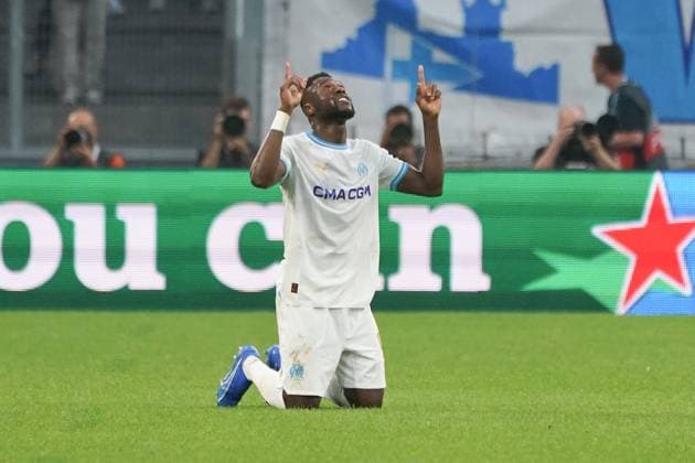 Joie - Chancel Mbemba (Olympique de Marseille) FOOTBALL : Olympique de Marseille vs Brighton - Europa League - Phase de groupe - Marseille - 05 10 2023 NorbertScanella Panoramic 