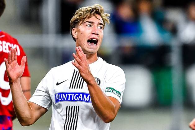 SOSNOWIEC, POLAND - OCTOBER 5: David Affengruber (42) of Sturm Graz during UEFA Europa League Matchday 2 group stage match between Rakow Czestochowa and Sturm Graz at Zaglebiowski Park Sportowy on October 5, 2023 in Sosnowiec, Rakow Czestochowa v Sturm Graz Copyright: xMateuszxSobczakx