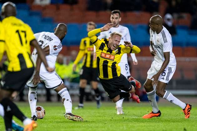 231005 Mikkel Rygaard Jensen of Häcken during the UEFA Europa League football match between Häcken and Qarabag on October 5, 2023 in Gothenburg. Photo: Mathias Bergeld BILDBYRAN kod MB MB0740 fotboll football soccer fotball uefa europa league häcken qarabag bbeng Copyright: MATHIASxBERGELD BB231005MB023
