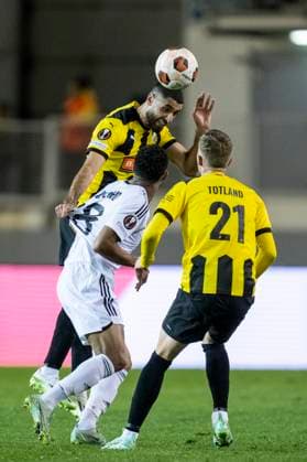 231005 Aiham Ousou of Häcken during the UEFA Europa League football match between Häcken and Qarabag on October 5, 2023 in Gothenburg. Photo: Mathias Bergeld BILDBYRAN kod MB MB0740 fotboll football soccer fotball uefa europa league häcken qarabag bbeng Copyright: MATHIASxBERGELD BB231005MB029