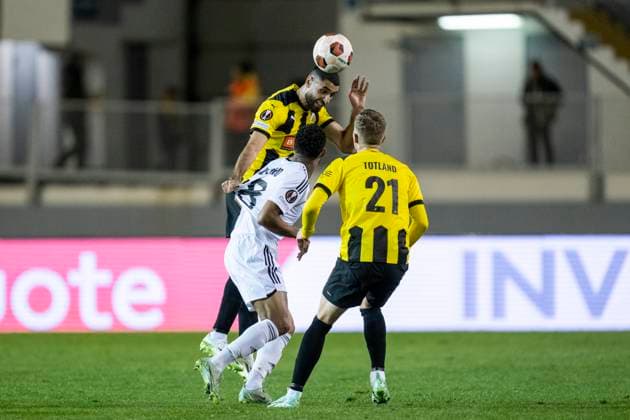 231005 Aiham Ousou of Häcken during the UEFA Europa League football match between Häcken and Qarabag on October 5, 2023 in Gothenburg. Photo: Mathias Bergeld BILDBYRAN kod MB MB0740 fotboll football soccer fotball uefa europa league häcken qarabag bbeng Copyright: MATHIASxBERGELD BB231005MB030