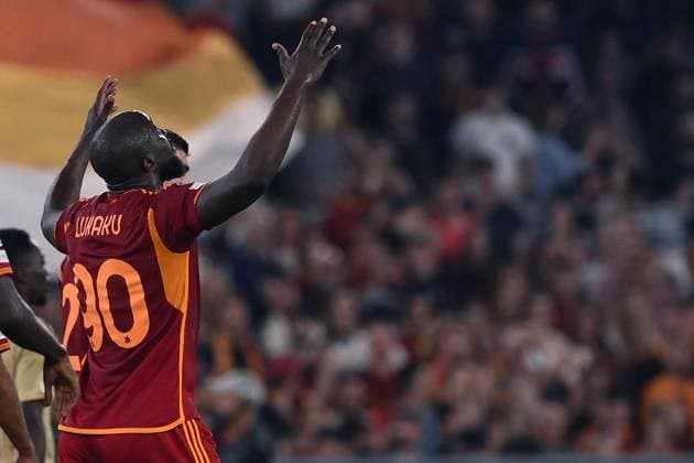 As Roma 05 10 2023 - Europa League Roma-Servette foto Antonello Sammarco Image nella foto: esultanza gol Romelu Lukaku 