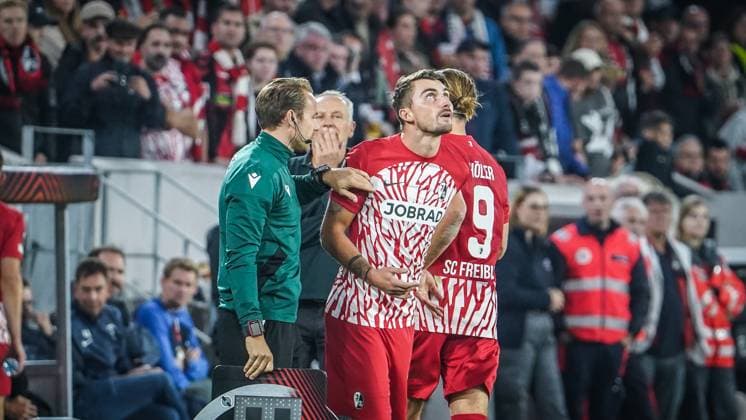 Maximilian Philipp ( SC Freiburg 26 ) bei Einwechselung 05.10.2023; Freiburg im Breisgau, Baden-Württemberg, Deutschland, Europa - UEFA EUROPA LEAGUE 2023 - 2024 Fussball Herren SC FREIBURG vs. West Ham United FC - Europa Park Stadion
