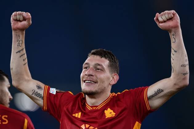 Sport Themen der Woche KW40 Sport Bilder des Tages As Roma 05 10 2023 - Europa League Roma-Servette foto Antonello Sammarco Image nella foto: esultanza gol Andrea Belotti 