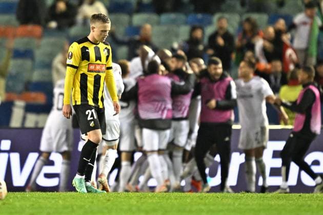 GÖTEBORG 20231005 Häckens Tomas Olai Totland deppar när Qarabag gör 0 - 1 under tordagens fotbollsmatch i Europa League mellan BK Häcken och Qarabag FK fran Azerbajdzjan pa Ullevi. Göteborg Sverige x9200x
