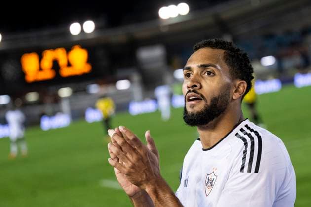 231005 Juninho of Qarabag celebrates the 0-1 goal during the UEFA Europa League football match between Häcken and Qarabag on October 5, 2023 in Gothenburg. Photo: Fredrik Aremyr BILDBYRAN COP 314 MB0740 fotboll football soccer fotball uefa europa league häcken qarabag bbeng jubel Copyright: FREDRIKxAREMYR BB231005FA020