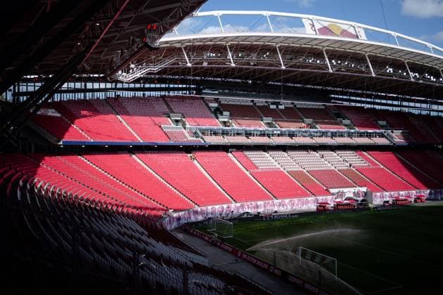 Innenansicht der Red Bull Arena, Heimstaette von Fussball Bundesligist RB Leipzig. Fussball 1. Bundesliga, 6. Spieltag: RB Leipzig - FC Bayern Muenchen. 30. September 2023: Leipzig, Red Bull Arena. RB Leipzig - FC Bayern Muenchen