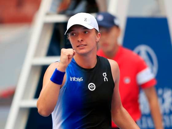 (231007) -- BEIJING, Oct. 7, 2023 -- Iga Swiatek celebrates winning the women s singles semifinal between Iga Swiatek of Poland and Coco Gauff of the United States at China Open tennis tournament in Beijing, capital of China, Oct. 7, 2023. ) (SP)CHINA-BEIJING-TENNIS-CHINA OPEN-WOMEN S SINGLES-SEMIFINAL (CN) LuoxYuan 