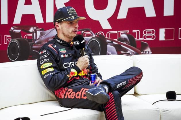 VERSTAPPEN Max (ned), Red Bull Racing RB19, press conference, PK, Pressekonferenz during the 2023 Formula 1 Qatar Grand Prix, 17th round of the 2023 Formula One World Championship, WM, Weltmeisterschaft from October 6 to 8, 2023 on the Lusail International Circuit, in Doha, Qatar - F1 - QATAR GRAND PRIX 2023 DPPI Panoramic  _R3_8455