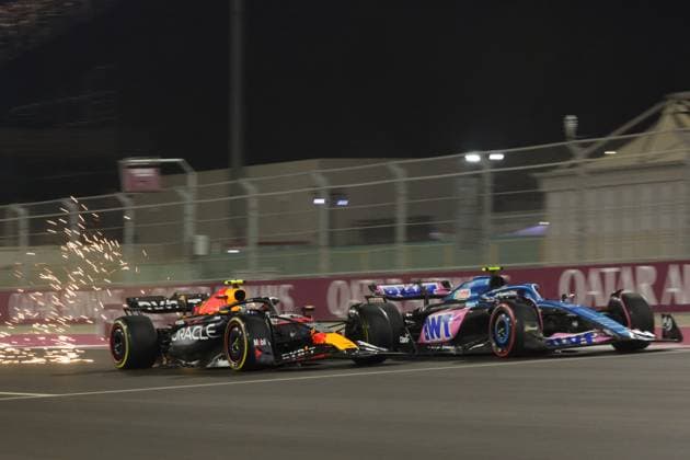 11 Sergio Perez (MEX, Oracle Red Bull Racing), 10 Pierre Gasly (FRA, BWT Alpine F1 Team), F1 Grand Prix of Qatar at Lusail International Circuit on October 7, 2023 in Doha, Qatar. (Photo by HOCH ZWEI) Doha Qatar