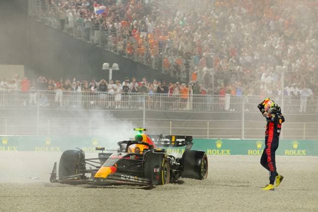 11 Sergio Perez (MEX, Oracle Red Bull Racing) after crash, F1 Grand Prix of Qatar at Lusail International Circuit on October 7, 2023 in Doha, Qatar. (Photo by HOCH ZWEI) Doha Qatar
