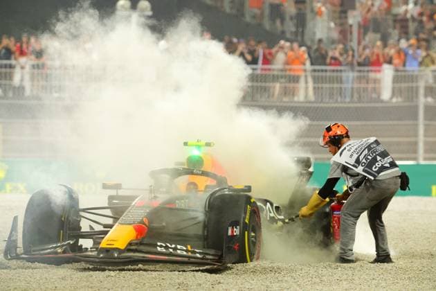 11 Sergio Perez (MEX, Oracle Red Bull Racing) after crash, F1 Grand Prix of Qatar at Lusail International Circuit on October 7, 2023 in Doha, Qatar. (Photo by HOCH ZWEI) Doha Qatar