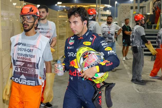 11 Sergio Perez (MEX, Oracle Red Bull Racing) after crash, F1 Grand Prix of Qatar at Lusail International Circuit on October 7, 2023 in Doha, Qatar. (Photo by HOCH ZWEI) Doha Qatar