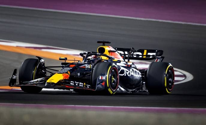 QATAR - Max Verstappen (Red Bull Racing) in action during the Formula 1 Grand Prix race at the Lusail International Circuit in Qatar. Max Verstappen became world champion a day earlier during the sprint race. ANP SEM VAN DER WAL Race 2023 2024 xVIxANPxSportx xxANPxIVx 480602087 originalFilename: 480602087.jpg