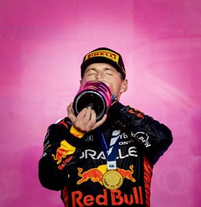 QATAR - Max Verstappen (Red Bull Racing) celebrates victory after the Formula 1 Grand Prix race at the Lusail International Circuit in Qatar. Max Verstappen became world champion a day earlier during the sprint race. ANP SEM VAN DER WAL Race 2023 2024 xVIxANPxSportx xxANPxIVx 480612494 originalFilename: 480612494.jpg