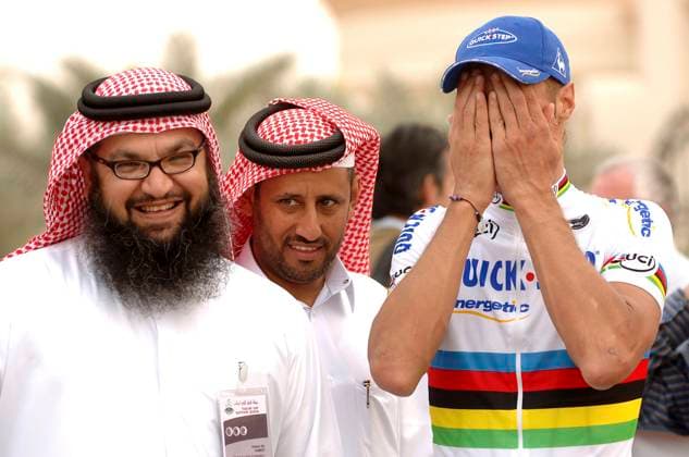 Cycling : Tour Qatar 2006 Stage 3 Cycling : Tour Qatar 2006 Stage 3 BOONEN Tom ( Bel ) Celebration Joie Vreugde Sealine Beach Resort - Khalifa Stadium ( 160 km ) Etape Rit Khalifa Stadium Qatar  Copyright: xTimxDexWaelex 151358