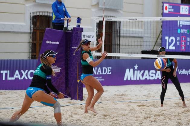 Italy Vs Japan Women™s Match - Beach volleyball, Beachvolleyball World Cup October 6, 2023, Tlaxcala, Mexico: Margherita Bianchin (1) and Claudia Scampoli (2) of team Italy compete against team Japan during the Women™s Japan vs Italy match of the Beach Volleyball World Cup. on October 6, 2023 in Tlaxcala, Mexico. (Photo by Essene Hernandez Eyepix Group) Copyright: xEssenexHernandez xEyepixxGroupx EH_09102023_100594