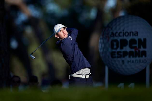 Acciona Open de Espana presented by Madrid - Day One Tom McKibbin of Northern Ireland plays a tee shot on the 11th hole during Day One of the Acciona Open de Espana presented by Madrid at Club de Campo Villa de Madrid on October 12, 2023, in Madrid, Spain. Madrid Club de Campo Villa de Madrid Madrid Spain RL_ACCMOESP_019 Copyright: xRicardoxLarreinax
