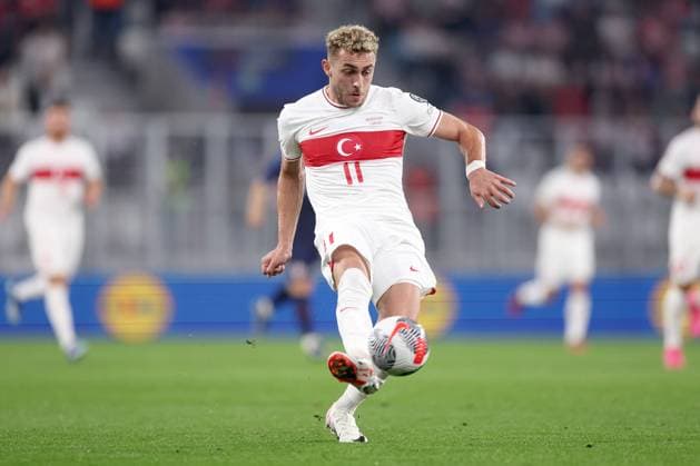 Croatia v Türkiye: Group D - UEFA EURO, EM, Europameisterschaft,Fussball 2024 European Qualifiers OSIJEK, CROATIA - OCTOBER 12: Baris Alper Yilmaz of Turkiye scores the team s first goal during the UEFA EURO 2024 European qualifier match between Croatia and Türkiye at Opus Arena on October 12, 2023 in Osijek, Croatia. IgorxKralj PIXSELL