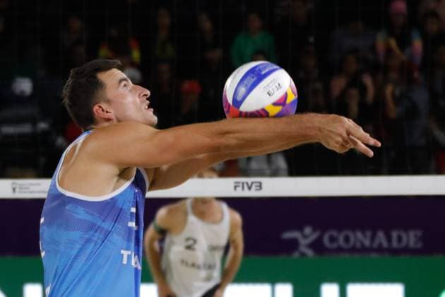 Beach volleyball, Beachvolleyball World Cup M™en™s Quarterfinals Germany Vs Poland October 12, 2023, Tlaxcala, Mexico: Michal Bryl of Poland compites against team Germany during the Beach Volleyball World Cup Women s Quarterfinals between USA and Latvia. on October 12, 2023 in Tlaxcala, Mexico. (Photo by Essene Hernandez Eyepix Group) Copyright: xEssenexHernandez xEyepixxGroupx EH_12102023_101277