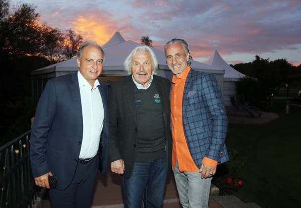 13.10.23 Golf VR Bank Charity Cup Marhördt Deutschland, Marhördt, 13.10.2023, Golf, VR Bank Charity Cup Marhördt: v.l. Hansi Müller, Dragoslav Stepanovic, Maurizio Gaudino.